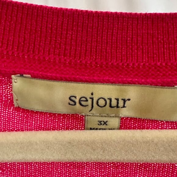Sejour Women's Plus 3X Bright Pink long cardigan - Picture 5 of 8